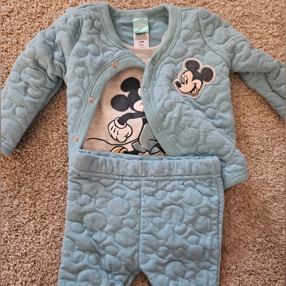 Disney Mickey Mouse Blue Quilted Kids Jacket & Pants Set